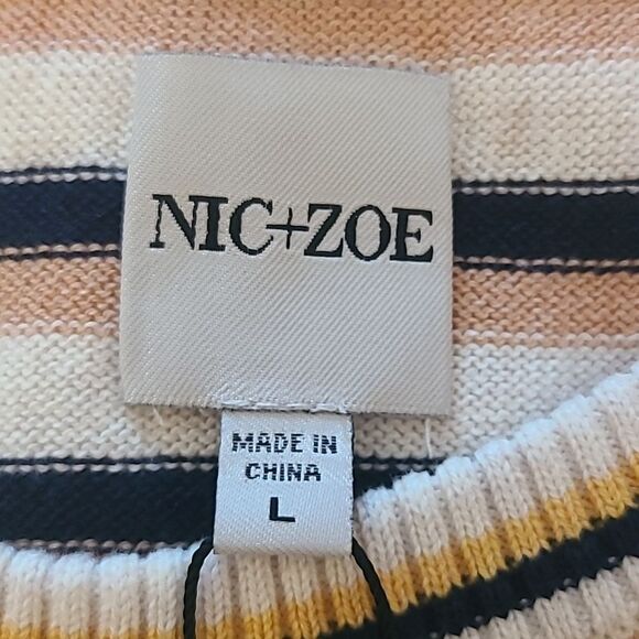 Nic+Zoe Vital Striped Sweater Tank Cream, Black, Mustard, Tan Size L - Picture 11 of 15